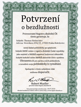 Potvrzení o bezdlužnosti